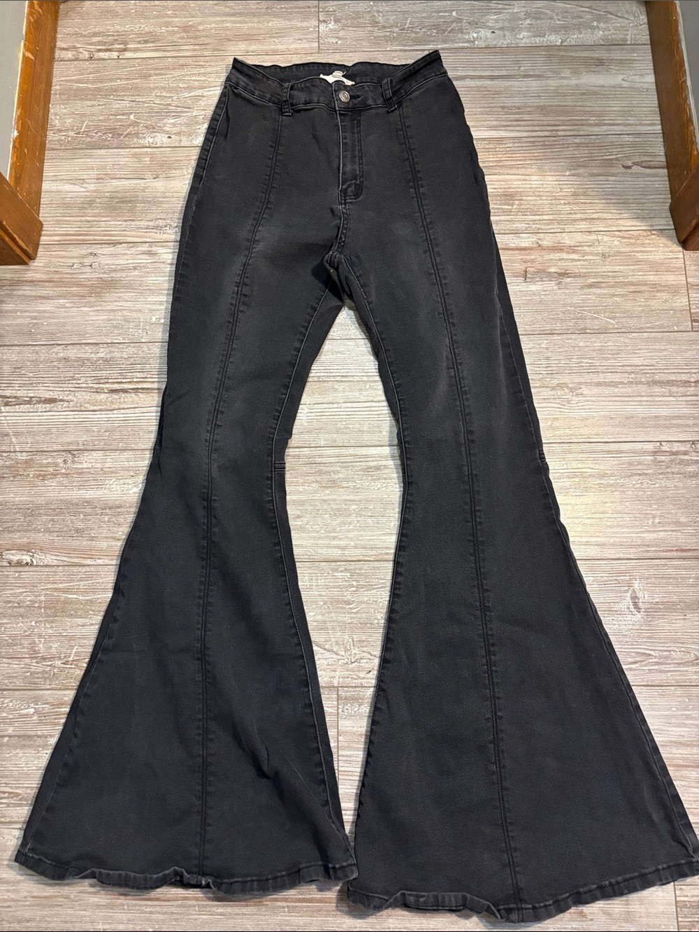 Altar'd State Black Faded Wash Flare Jeans with Front Seams- Medium